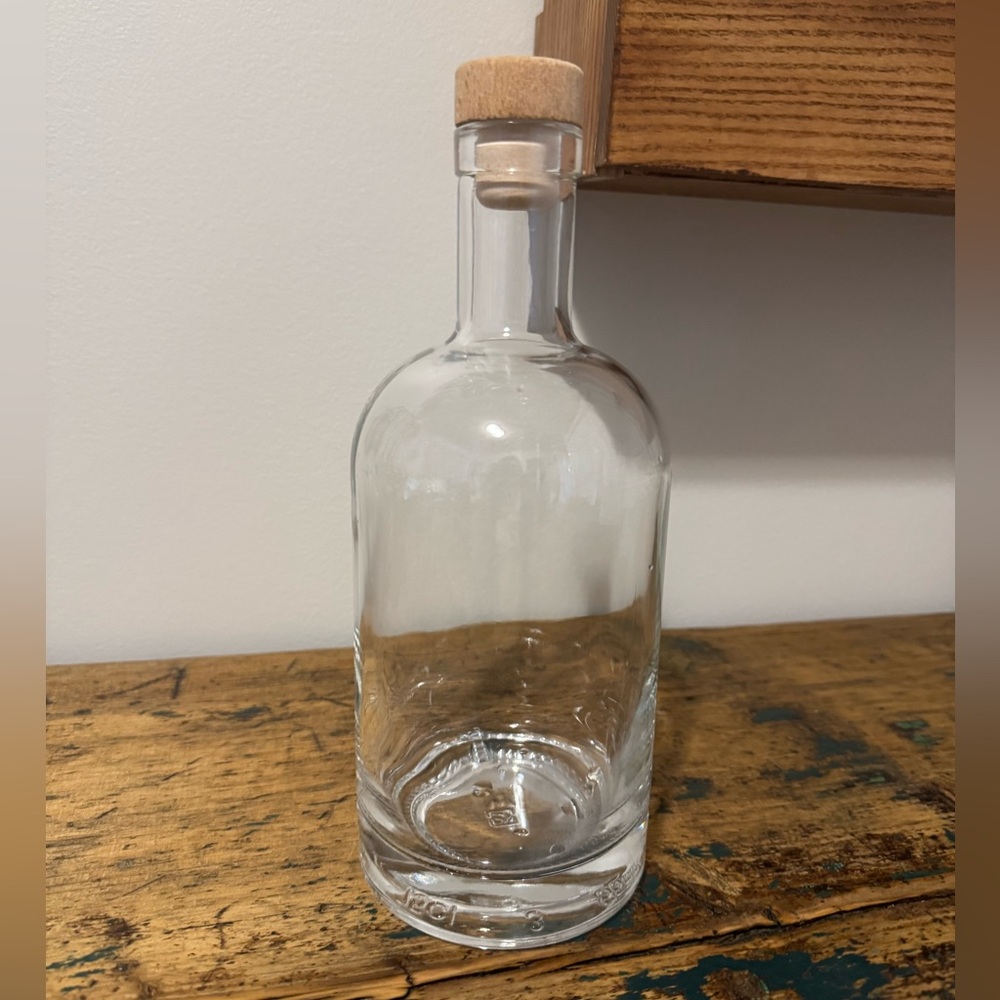 Clear Glass Bottle with Wooden Stopper